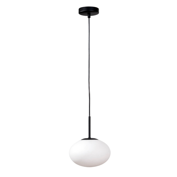 Salonowa lampa wisząca owalna Omi 1182 Zumaline szklana biała czarna