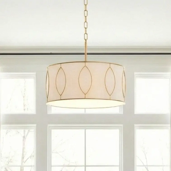 Łańcuchowa lampa wisząca modernistyczna NORFOLK złoty mat E27 4p sypialnia P04576AM-WH