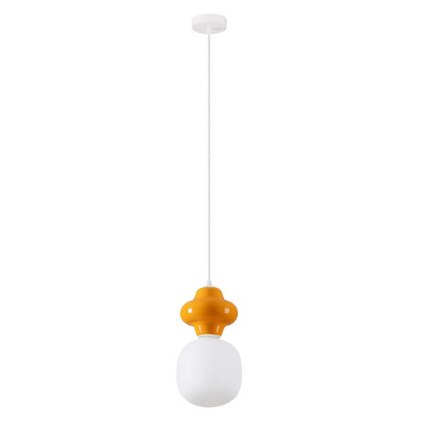 Szklana lampa wisząca VILROSA LE44556 do pokoju dziecięcego biała pomarańczowa