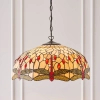 Szklana wisząca lampa nad stół Dragonfly 64079 na łańcuchu tiffany beżowa