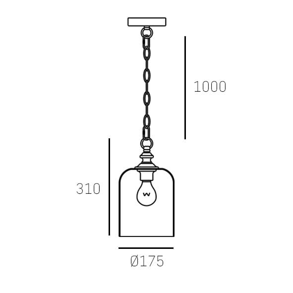 Lampa wisząca Prague P01909AU Cosmolight na łańcuchu szklany klosz przezroczysta