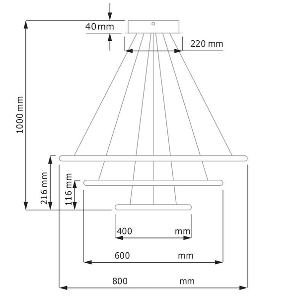 Okrągła LAMPA wisząca SLIM/000022/3000/B MDECO metalowa OPRAWA zwis LED 93W 3000K pierścienie czarne