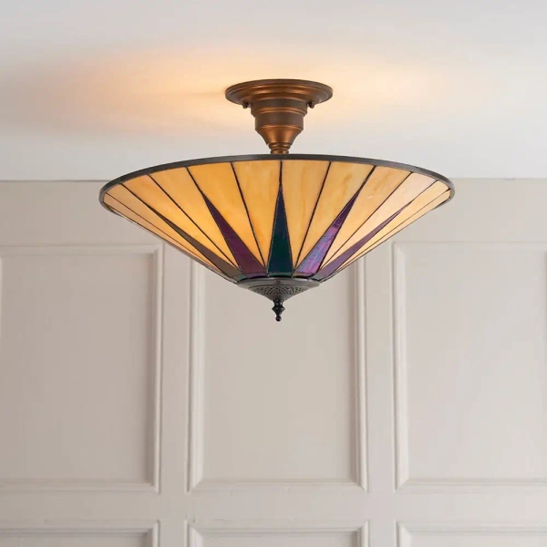 Witrażowa lampa sufitowa Dark star 64043 szklana tiffany czarna brązowa