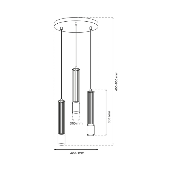 Lampa wisząca Estilo MLP8410 druciaki na listwie czarne