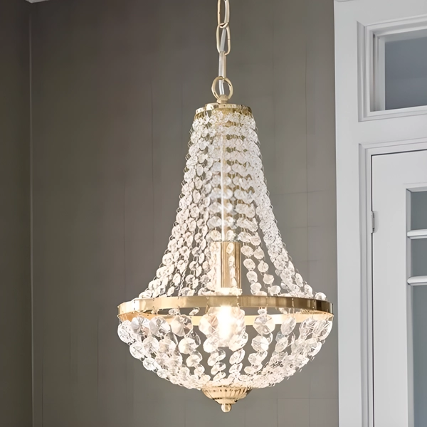 Złota lampa Granso 106118 do sypialni na łańcuchu crystal glamour