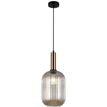 LAMPA wisząca ANTIOLA PND-5588-1L-BRO+AMB Italux szklana OPRAWA plisowany ZWIS loftowy mosiężny bursztynowy