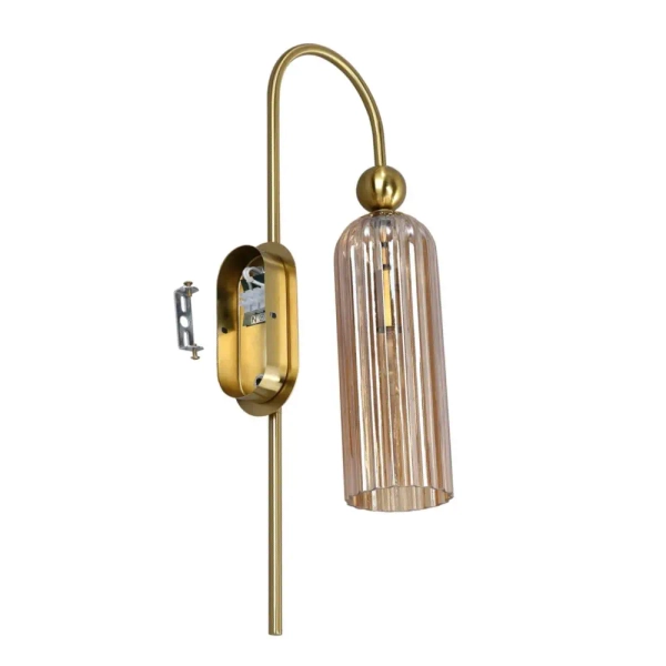 Bursztynowy kinkiet Piega podłużna szklana lampa nad lustro