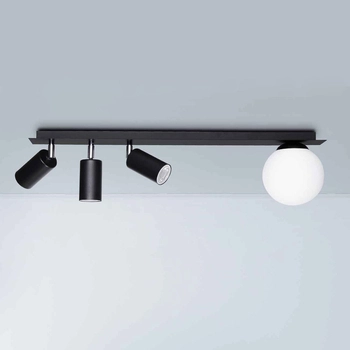 Sufitowa lampa czarna Albio K-4136 Kaja  regulowane reflektorki kula do salonu