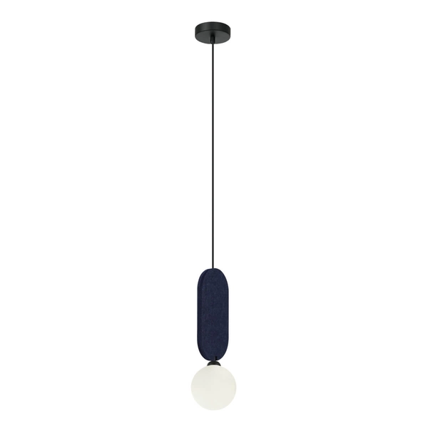 Lampa wisząca filcowa Lorenzo PND-59815-1-BLU owalna czarna niebieska