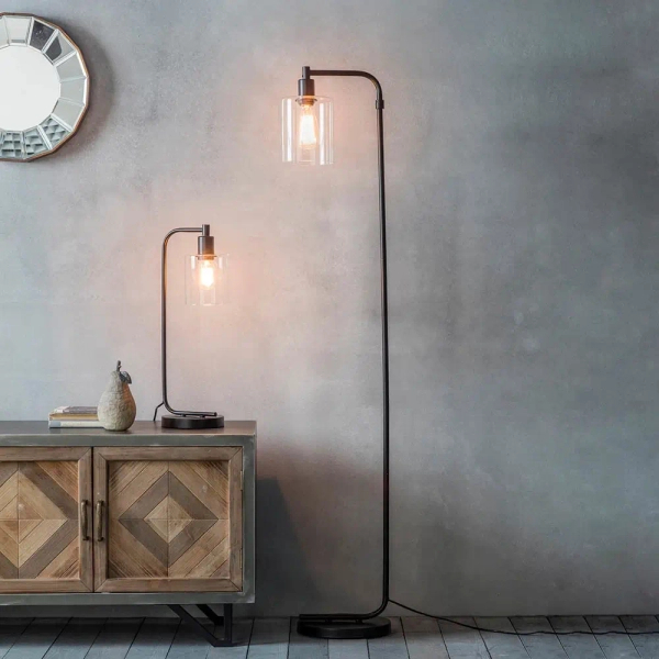 Stołowa lampa Toledo 95457 szklana czarny przezroczysty