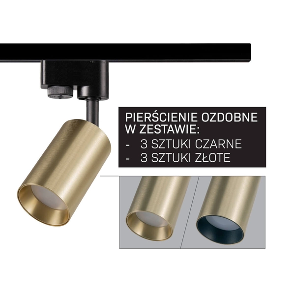 Loftowy zestaw szynowy 1-fazowa sufitowy MARIBEL 327611 tubki złote czarne