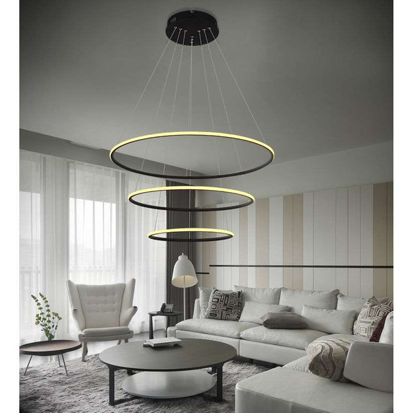 LAMPA wisząca SLIM/000024/3000/B MDECO okrągła OPRAWA biurowy ZWIS LED 125W 3000K ring czarny
