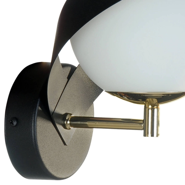 Kinkiet ścienny kula Nela 1140 na korytarz szklany metalowy złoty czarny