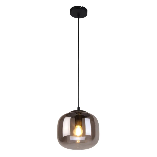 Szklana lampa wisząca Calto PND-67705-1-BK-SG owalny przydymiony