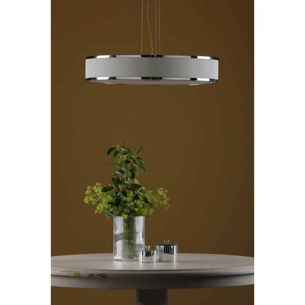 Okrągła lampa wisząca Alvaro ALV1733 materiałowa chrom kość słoniowa