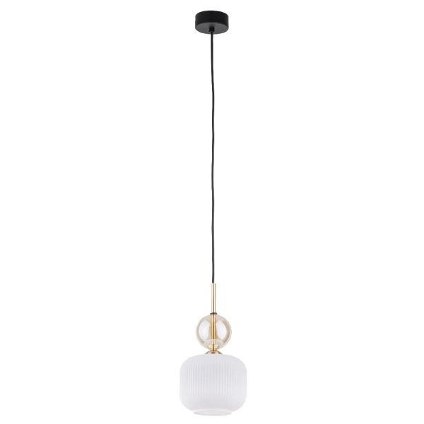 Wisząca lampa do salonu Sophia Cognac 11589 kule ryflowane biały