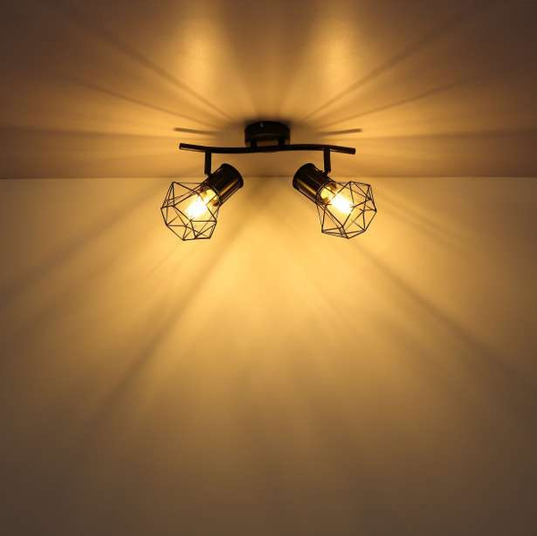 Industrialna LAMPA sufitowa PRISKA 54017-2 Globo metalowa OPRAWA plafon druciane klatki regulowane czarne