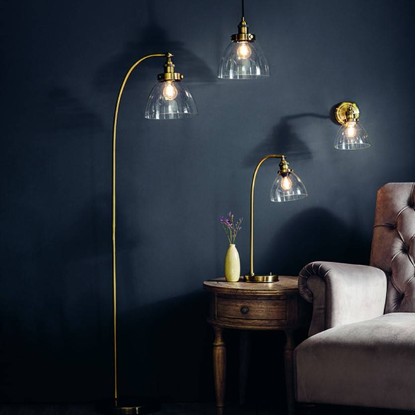 Wisząca LAMPA loftowa HANSEN 77272 Endon skandynawska OPRAWA szklany ZWIS antyczny mosiądz przezroczysty
