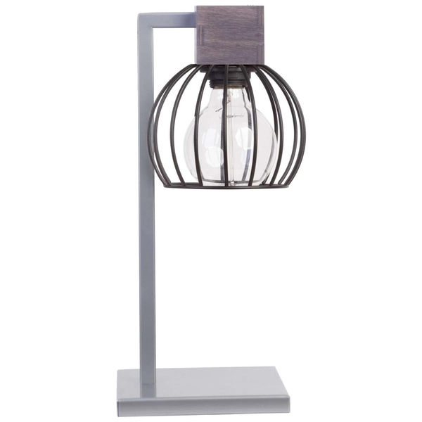 LAMPA stołowa MILAN 50120 Sigma stojąca LAMPKA biurkowa klatka druciana drewno brązowa
