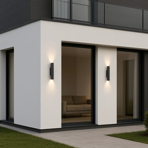 Elewacyjny kinkiet Dual light KZDUAL prostokątny czarny