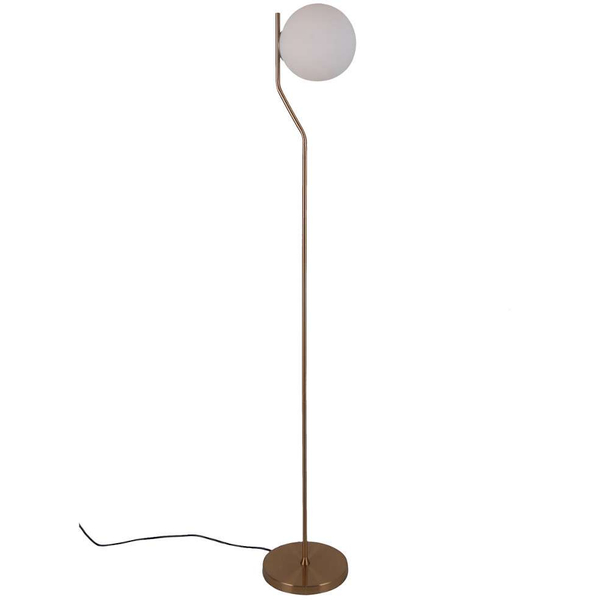 Podłogowa LAMPA stojąca CARIMI FL-3300-1-HBR Italux metalowa OPRAWA szklana kula mosiądz biała