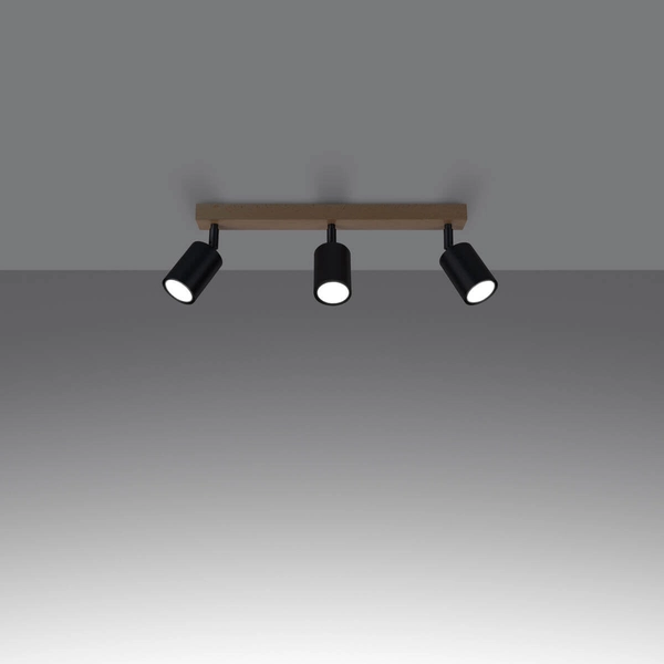 Potrójna lampa sufitowa Verdo SL.1293 do jadalni drewniana czarna