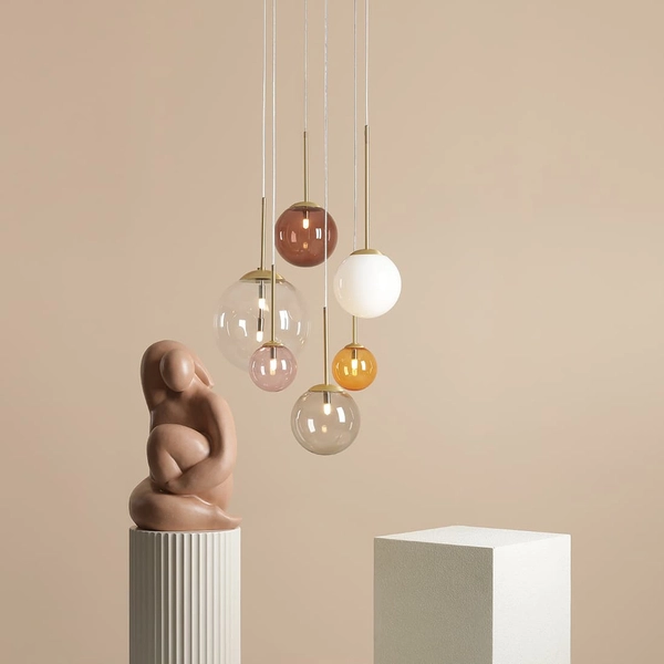 Lampa wisząca kaskada Bosso 1119K40_R Aldex kolorowe kule szklane mosiądz