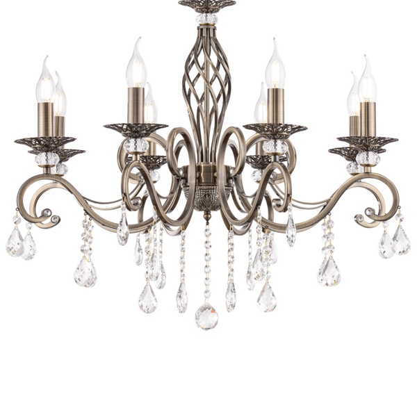 Wisząca LAMPA glamour GRACE RC247-PL-08-R Maytoni metalowa OPRAWA świecznikowy ZWIS z kryształkami złoty