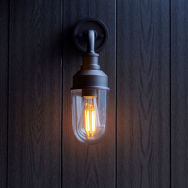 Elewacyjna lampa szklana L&-195884 IP44 czarny przezroczysty