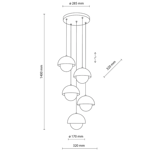 Lampa kaskadowa zwisająca Bono 10214 do sypialni kule beżowa biała