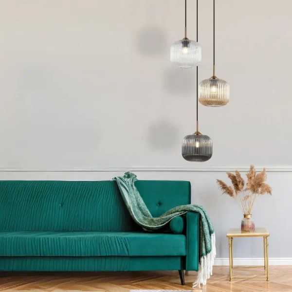 Kulisty żyrandol 22073 do salonu przydymiony szampański mosiądz