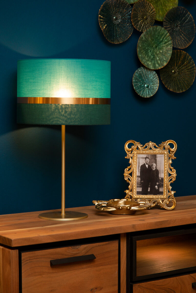 Lampka nocna z abażurem Tusse 10509/81/33 Lucide zielona złota