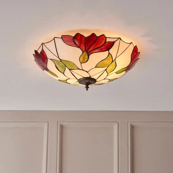 Sufitowa lampa witrażowa Botanica 63960 szklana do salonu kolorowa