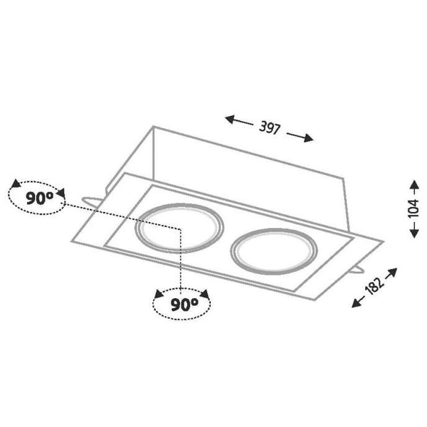 Wpuszczana LAMPA sufitowa MUKO H 7357 Shilo podtynkowa OPRAWA prostokątna OCZKA regulowane białe