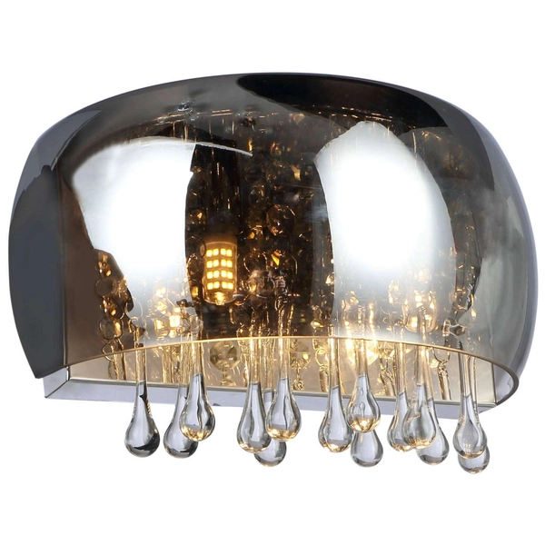 Ścienna LAMPA glamour KALLA 15809W Globo szklana OPRAWA kinkiet z kryształkami przezroczysty przydymiony chromowany