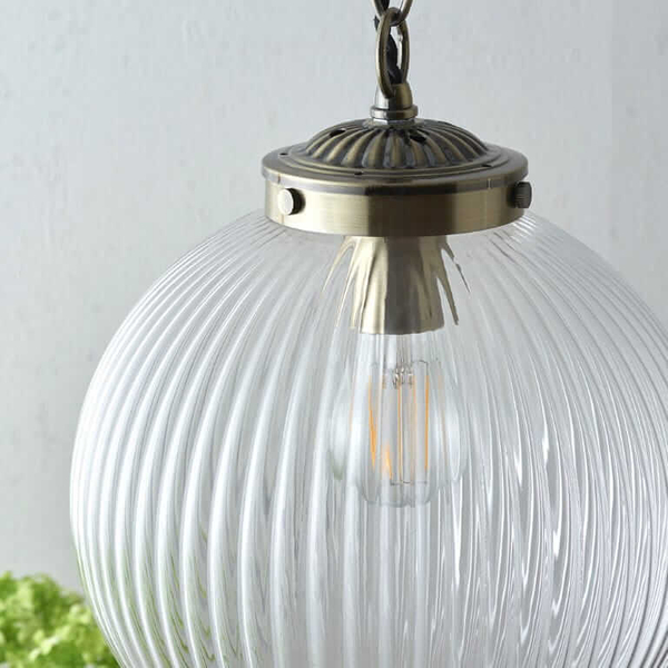 Kulista lampa wisząca Brydon 71123 Endon łańcuch szkło przezroczysty mosiądz