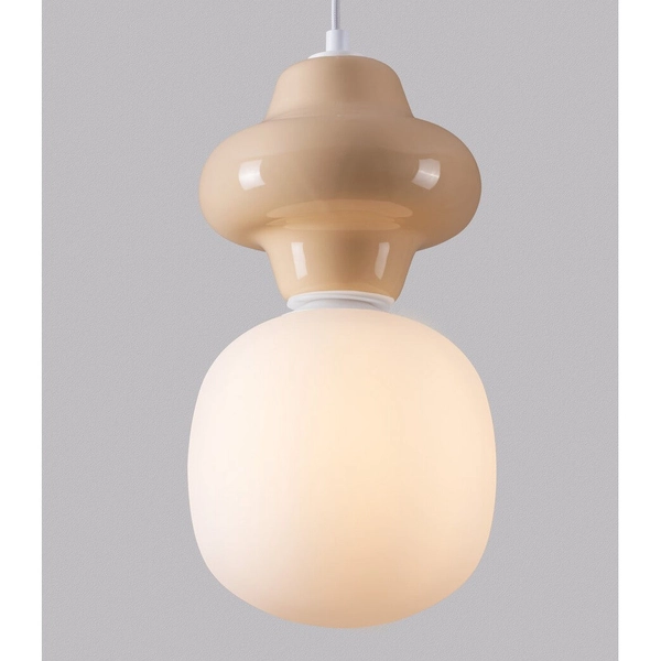 Dziecięca lampa wisząca VILROSA LE44553 szklana biała beżowa