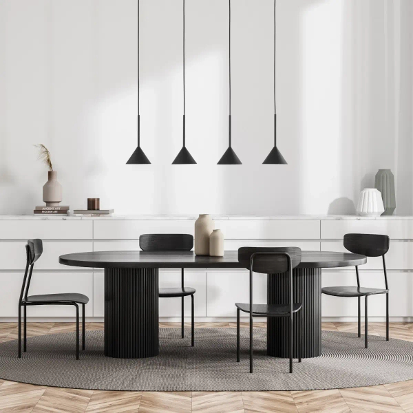 Trójkątna lampa wisząca CONO 10305 na listwie do salonu czarny