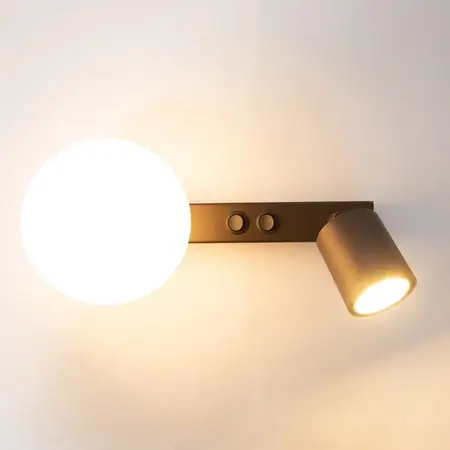 Metalowy kinkiet ścienny Tavira 41266 tubka kula biała brązowa