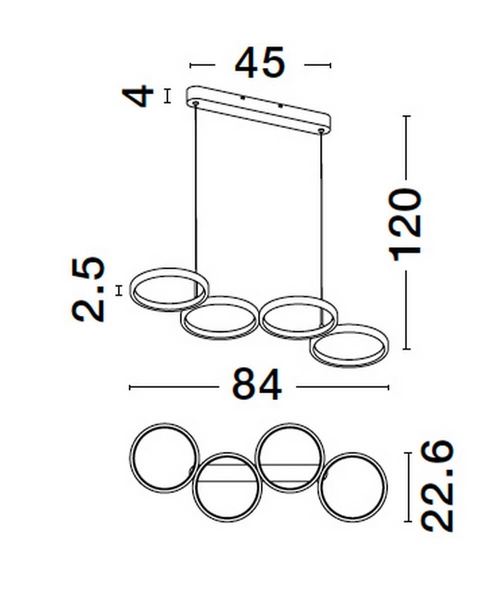 Lampa wisząca ringi GARCIA LE42828 Luces Exclusivas do salonu LED 41W 3000K złota
