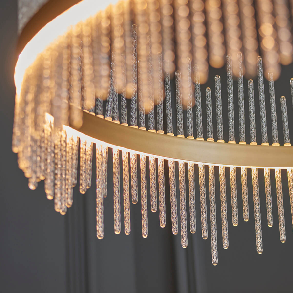 Okrągły żyrandol do salonu L&-1107672 LED 83W 3000K złoty przezroczysty
