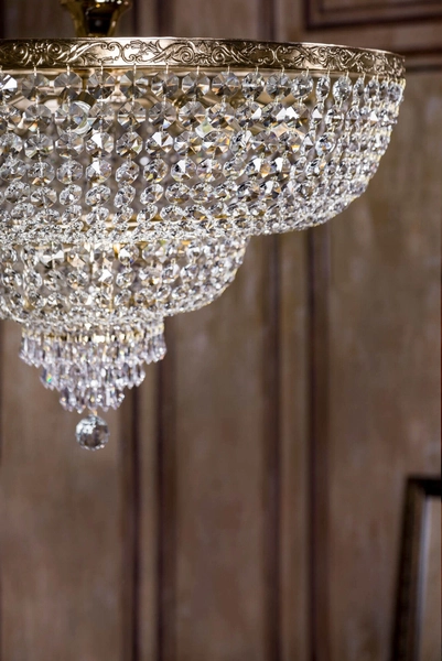 Sufitowa LAMPA plafoniera PALACE DIA891-CL-14-G Maytoni kryształowa OPRAWA pałacowy plafon okrągły mosiądz