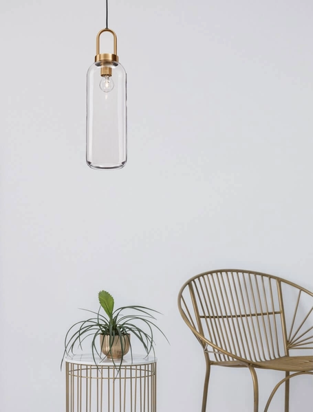 Stylowa lampa wisząca Banes do jadalni złota przezroczysta