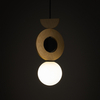 Wisząca drewniana lampa Drops 11174 japandi okręgi drewniana szklana biała