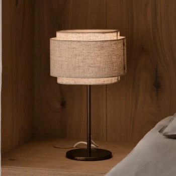 Stołowa lampka beżowa TAKAI 2620015018 1xE27 z abażurem tkaninowa