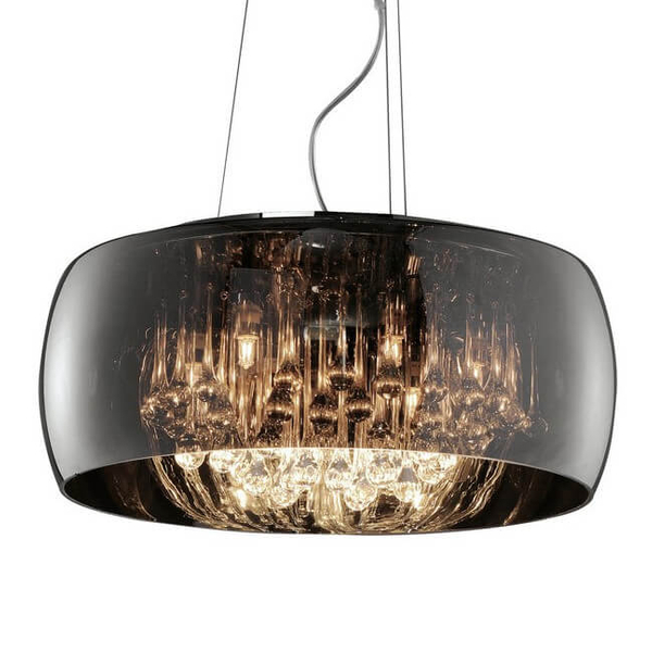 Kryształowa lampa wisząca VAPORE 311210606 Trio do salonu szklana srebrny