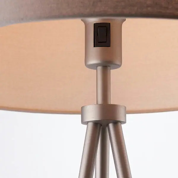 Podłogowa lampa na trójnogu Tri 66987 z abażurem nikiel szary