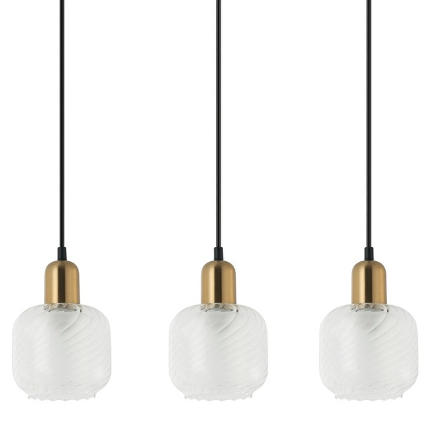 Skandynawska LAMPA wisząca LAMEZIA PND-67594-3-BRO+CL Italux 3-płomienny zwis szklany mosiądz