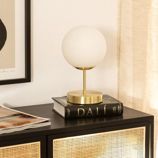 Stołowa lampka kula Milano ABR-LSS-Z-E27 Abruzzo metal szkło złoty biały