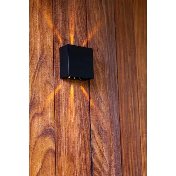 Kinkiet LAMPA ścienna GEMINI BEAMS 5104003012 Lutec kwadratowa OPRAWA elewacyjna LED 10W 3000K metalowa IP54 czarna